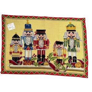 VINTAGE Katha Diddel Home Collection Christmas Nutcracker Needlepoint Rug NWT